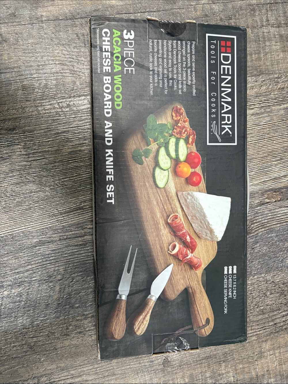 DENMARK Acacia Wood 3-Piece Cheese Board Set - Brown